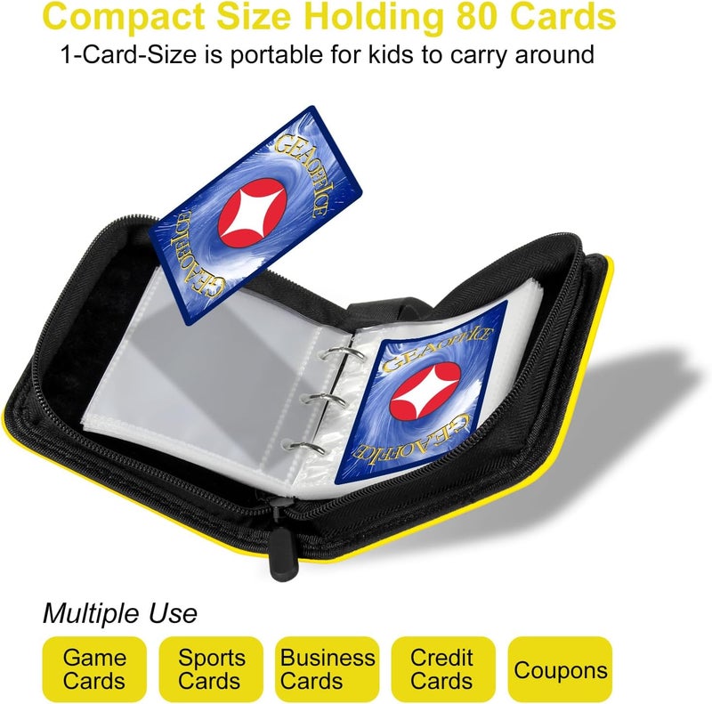 GEAoffice Small 1 Pocket Mini Trading Card Binder, Holds 80 Cards with 40 Removable Sleeves, Collection Binder for TCG, MTG, Sports&Games, Yellow - Image 5
